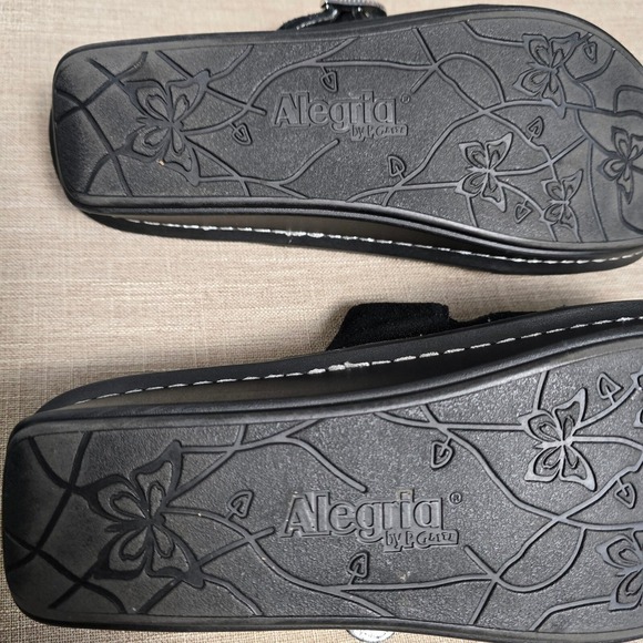 Alegria PG Lite Womens Size 37 US 7 Slide Sandals Adjustable Buckle Black Thong - Picture 5 of 10